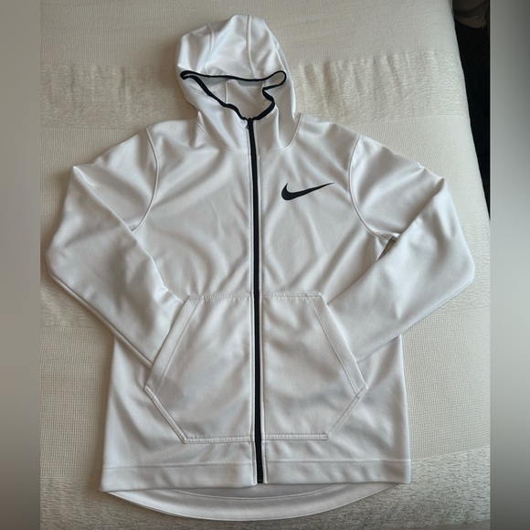 Nike Dri-FIT White Zip Up Hoodie - Picture 1 of 3
